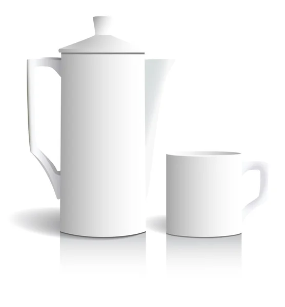 Cafetera y taza — Vector de stock