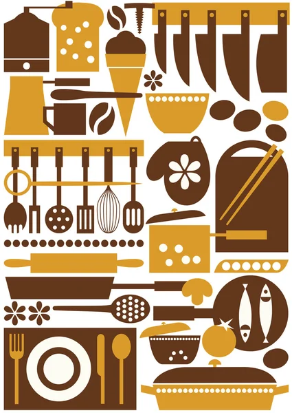 Kitchen tools seamless — Stock Vector