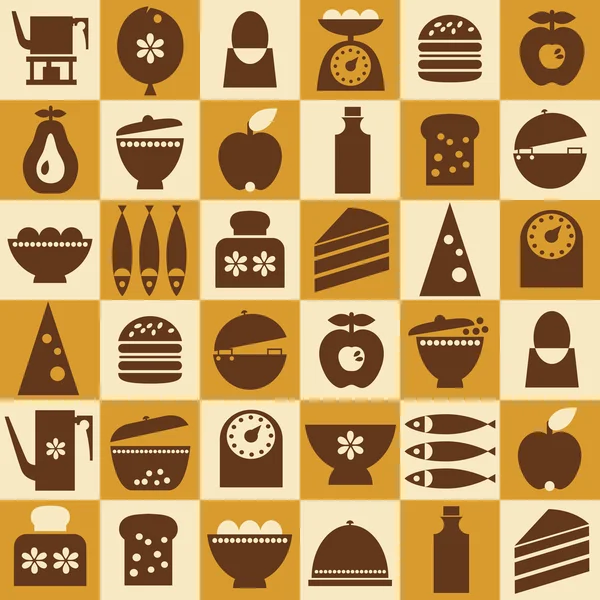 Menaje de cocina marrón sin costuras — Archivo Imágenes Vectoriales