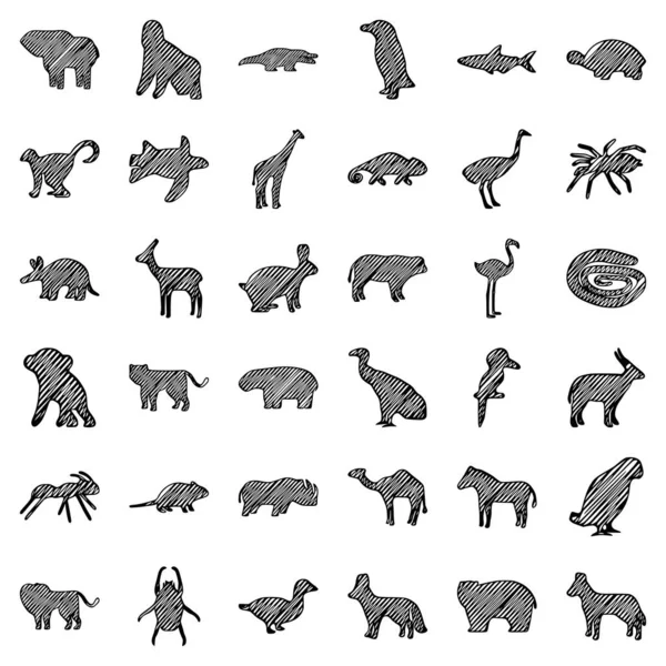 Набір Силуетів Писарів Африканських Тварин Векторне Кліп Арт — стоковий вектор