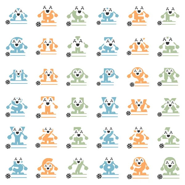 Набір Футбольних Символів Вигляді Літер Цифр Персоналізовані Монограми Векторні Кліп — стоковий вектор