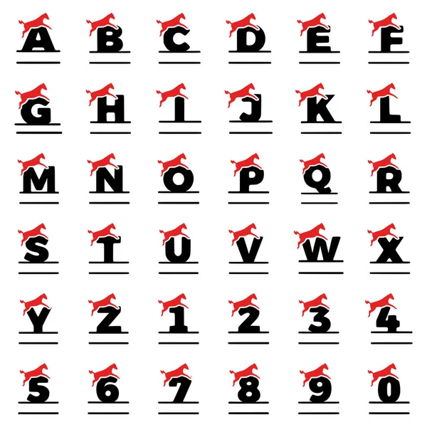 Ensemble Monogrammes Personnalisés Sous Forme Lettres Chiffres Chevaux Clip Art — Image vectorielle