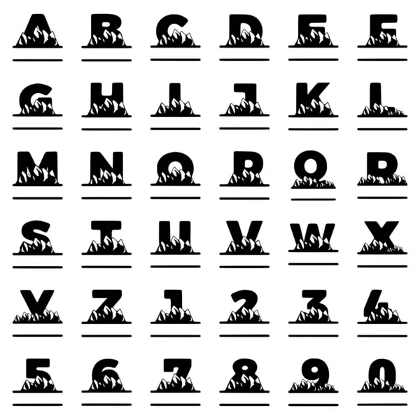 Ensemble Monogrammes Personnalisés Sous Forme Lettres Chiffres Montagnes Clip Art — Image vectorielle