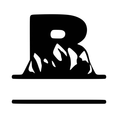 B harfi ve dağ kişiselleştirilmiş monogram. Vektör logosu, amblem veya ilk tasarım.