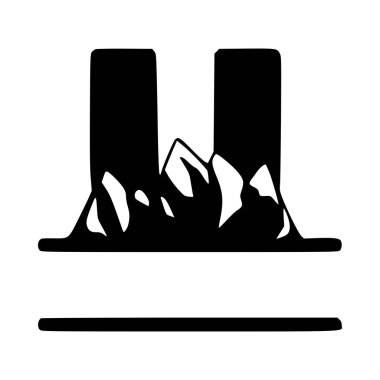 U harfi ve dağ kişiselleştirilmiş monogram. Vektör logosu, amblem veya ilk tasarım.