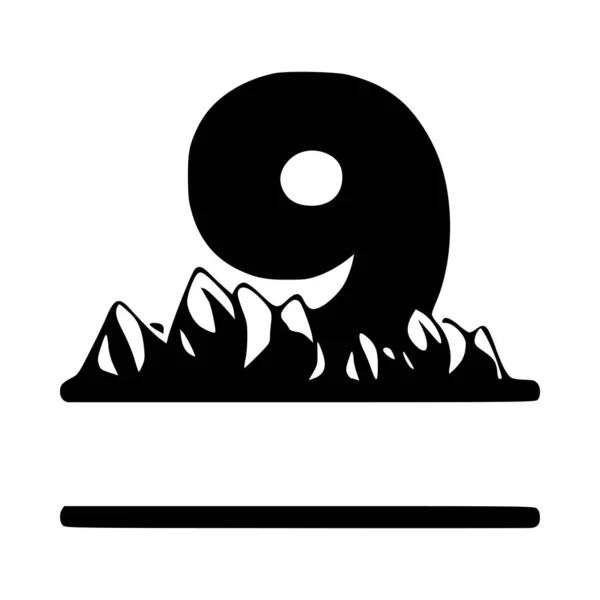 Número Monograma Personalizado Montaña Logotipo Emblemas Diseño Inicial Del Vector — Vector de stock