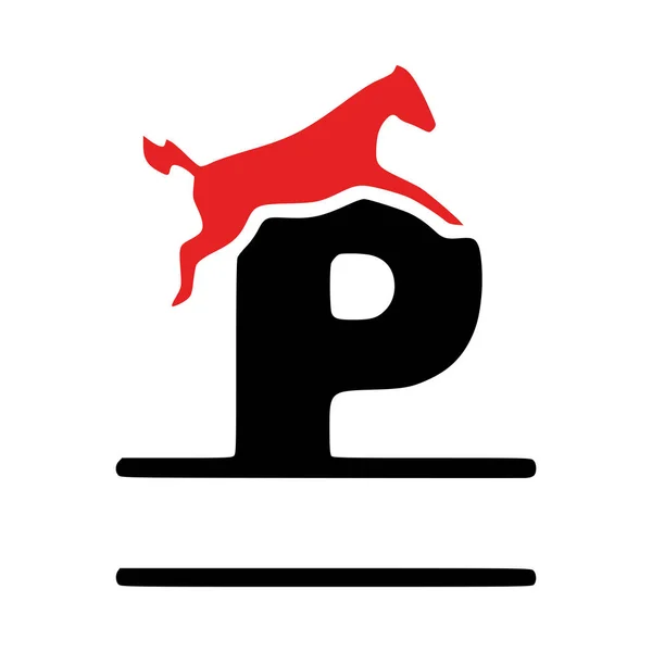Carta Cavalo Monograma Personalizado Clip Art Inicial Isolado Fundo Branco — Vetor de Stock