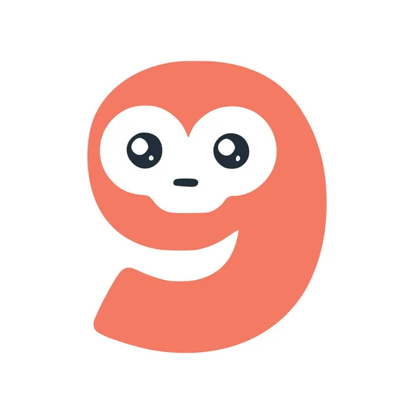 Número Personagem Kawaii Bonito Engraçado Smiley Clip Arte Isolada Fundo — Vetor de Stock