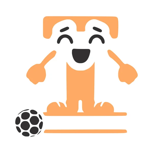 Szczęśliwa Litera Postać Piłkarz Indywidualny Monogram Logo Wektora Emblematy Lub — Wektor stockowy