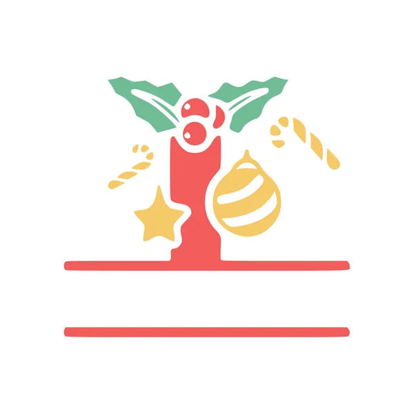 Letra Decorada Com Elementos Visco Natal Monograma Personalizado Logotipo Vetorial — Vetor de Stock