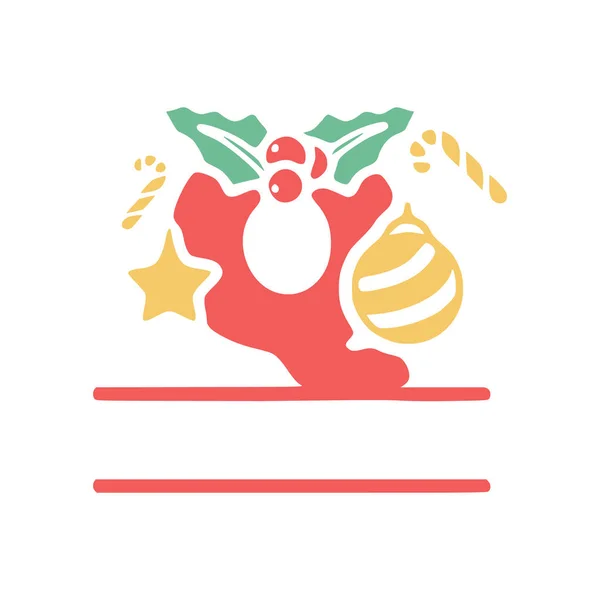 Lettre Est Décorée Avec Gui Éléments Noël Monogramme Personnalisé Logo — Image vectorielle