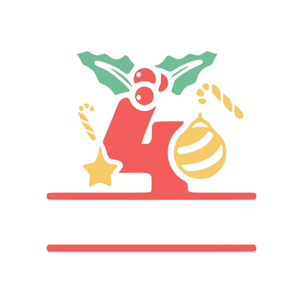 Номер Прикрашений Тумблерними Різдвяними Елементами Персоналізованою Монограмою Векторним Логотипом Емблемами — стоковий вектор