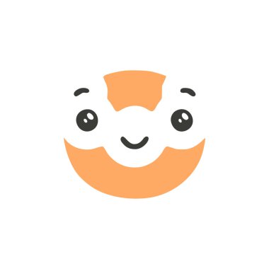 Beyaz arkaplanda O sevimli kawaii karakteri, vektör klipsi sanatı.