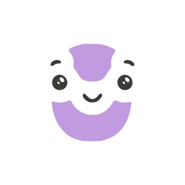 0 numaralı sevimli kawaii karakteri beyaz arkaplanda izole edilmiş, vektör klipsi sanatı.