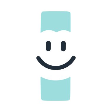 Yüzünde bir gülümseme olan mektup. Düz stil, gülen surat, harf vektör klipsi sanatı..