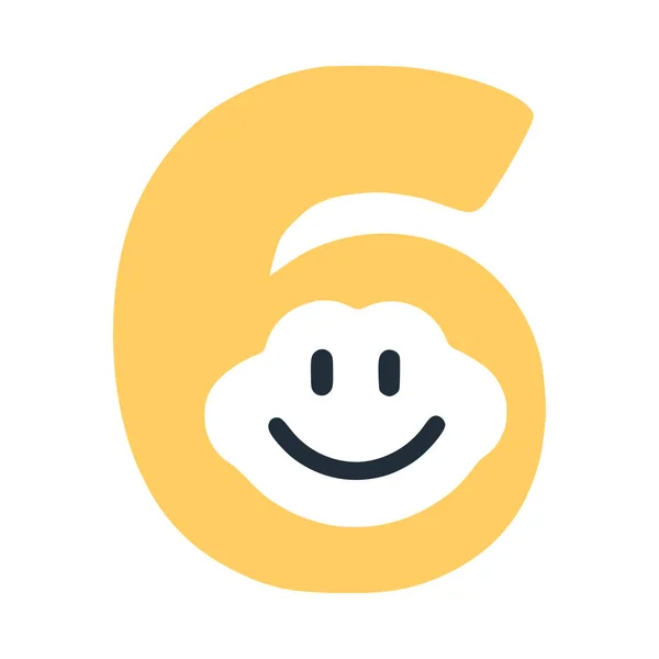Número Con Una Sonrisa Personaje Cara Estilo Plano Smiley Vector — Vector de stock