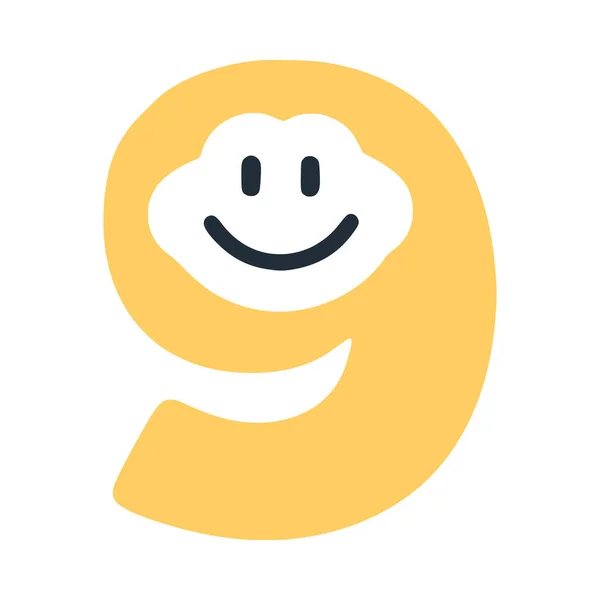 Número Com Sorriso Personagem Rosto Estilo Plano Smiley Vector Clip — Vetor de Stock