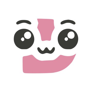 D harfi sevimli kawaii karakteri, komik emoticon vektör klipsi sanatı.