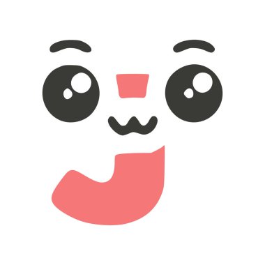 J harfi sevimli kawaii karakteri, komik emoticon vektör klipsi sanatı.