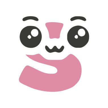 S harfi sevimli kawaii karakteri, komik emoticon vektör klipsi sanatı.