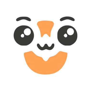 0 numara sevimli kawaii karakteri, komik emoticon vektör klipsi sanatı.