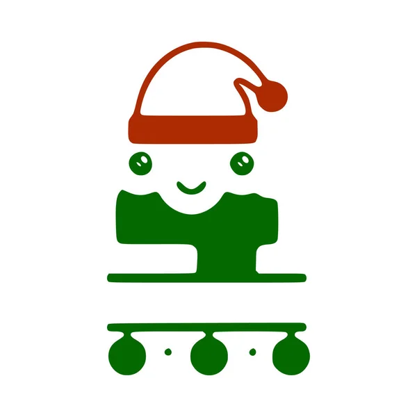 Číslo Roztomilá Vánoční Postava Název Monogram Design Vánoce Nebo Novoroční — Stockový vektor