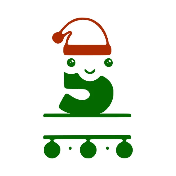 Nummer Niedliche Weihnachtsfigur Namensmonogramm Design Weihnachts Oder Neujahrs Clip Art — Stockvektor