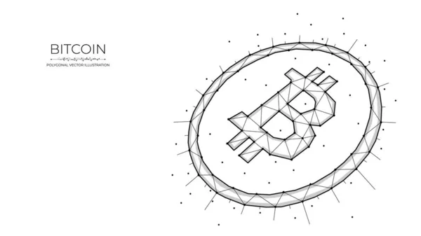 Ilustración Vectorial Poligonal Bitcoin Sobre Fondo Blanco Criptomoneda Bajo Diseño — Vector de stock