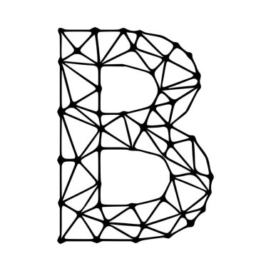 B harfi çokgen sembol, beyaz arkaplanda izole edilmiş klipsleme sanatı