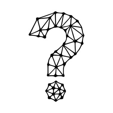 Soru işareti çokgen sembolü, kırpma sanatı beyaz arkaplanda izole