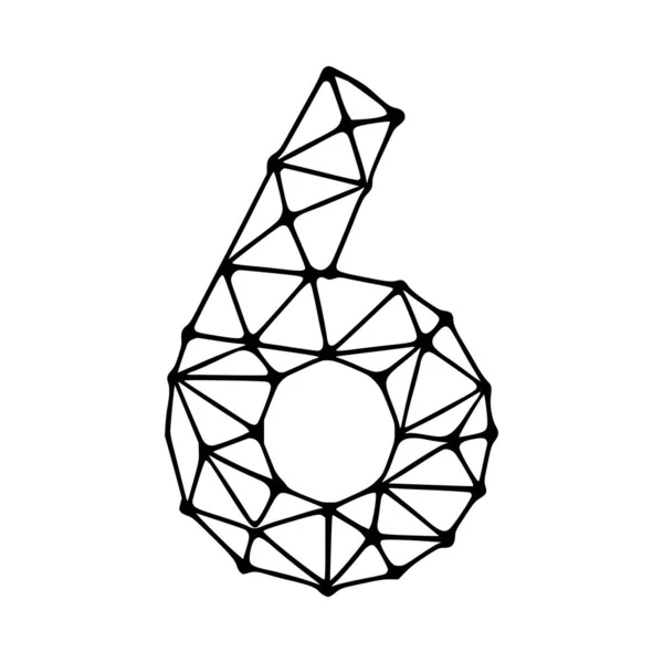 6番目の多角形のシンボル 白い背景に孤立したクリップアート — ストックベクタ