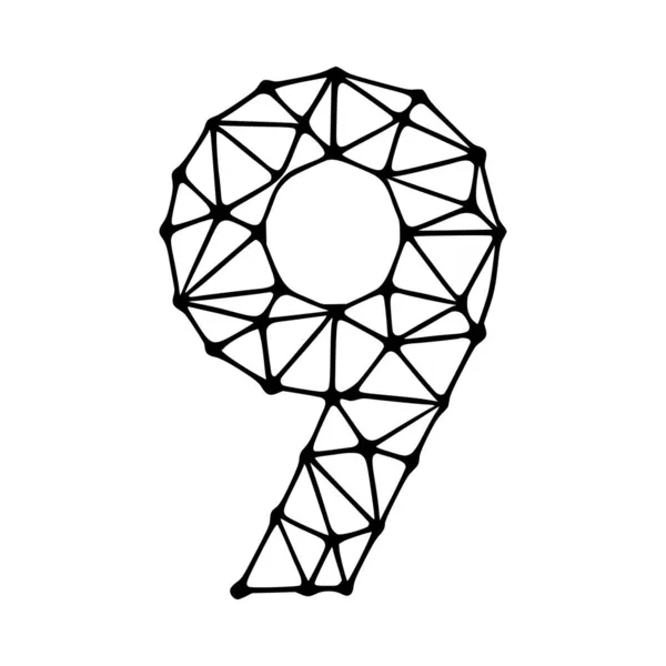 Číslo Polygonální Symbol Klipart Izolovaný Bílém Pozadí — Stockový vektor
