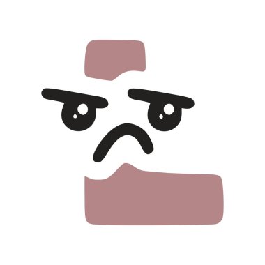 Üzgün yüzlü, vektör klipsli bir karakter.