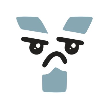 Üzgün yüzlü, vektör klipsli bir kawaii karakteri.