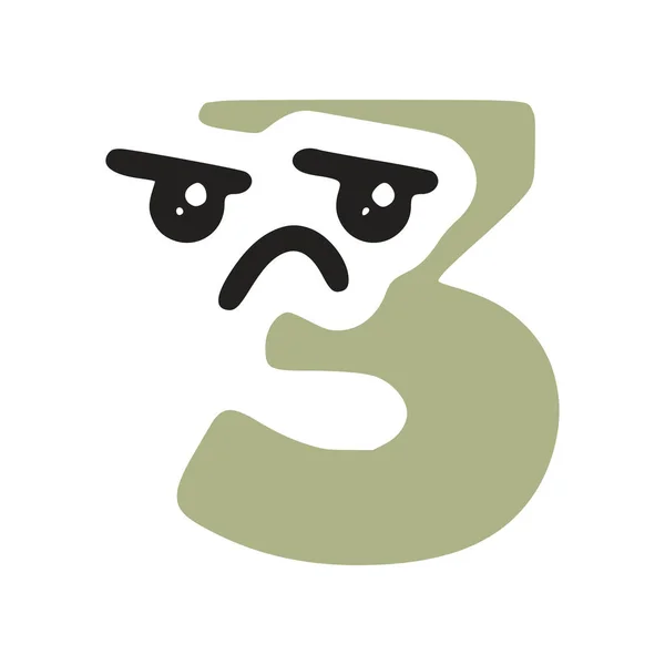 Numéro Personnage Kawaii Avec Visage Triste Clip Art Vectoriel — Image vectorielle