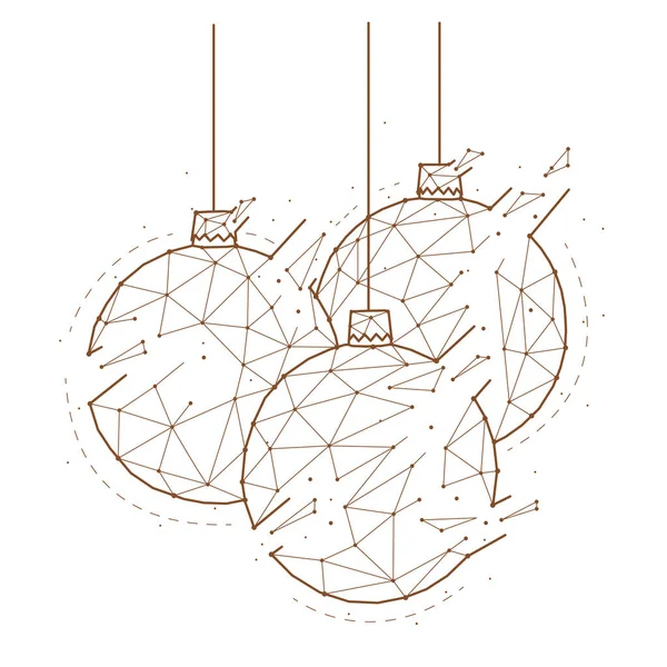 Bolas Natal Estilo Geométrico Abstrato Sobre Fundo Branco — Vetor de Stock