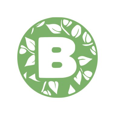 B harfi doğal el çizimi baş harfleri.