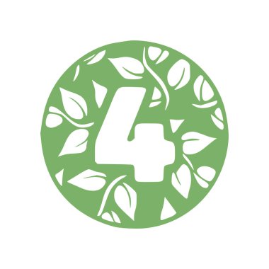 4 numaralı doğal el çizimi sembolü. Dört sembollü vektör klipsi sanatı