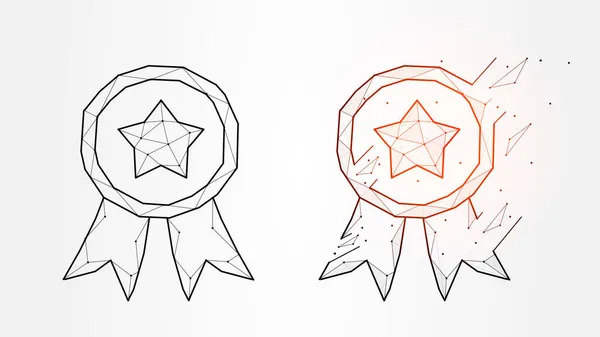 Illustration Vectorielle Polygonale Médaille Concept Qualité Supérieure Récompense Bannière Modèle — Image vectorielle