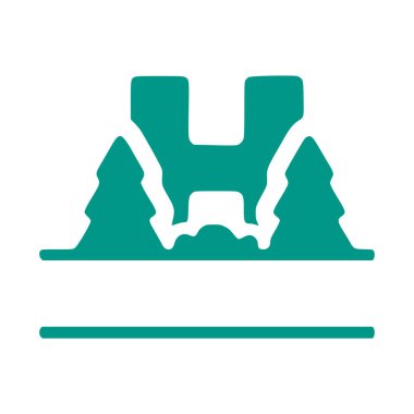 H harfi ve doğal manzara, beyaz arkaplanda izole edilmiş doğa monogram tasarımı..