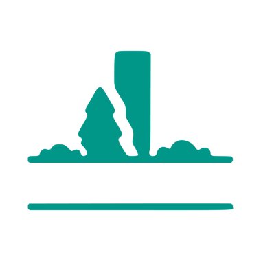 I harfi ve doğal manzara, beyaz arkaplanda izole edilmiş doğa monogram tasarımı..