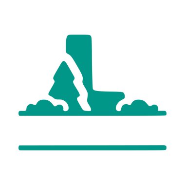 Birinci harf ve doğal manzara, beyaz arkaplanda izole edilmiş doğa monogram tasarımı..