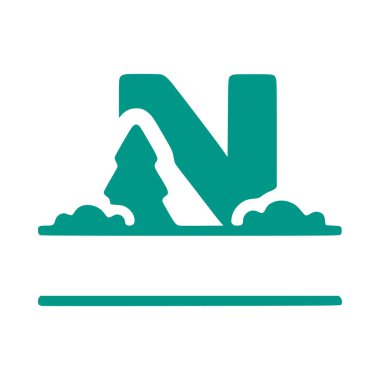 n harfi ve doğal manzara, beyaz arkaplanda izole edilmiş doğa monogram tasarımı.