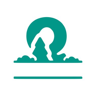 Q harfi ve doğal manzara, beyaz arkaplanda izole edilmiş doğa monogram tasarımı..