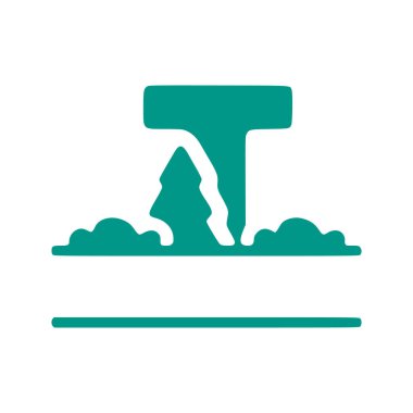 Harf t ve doğal manzara, beyaz arkaplanda izole edilmiş doğa monogram tasarımı.