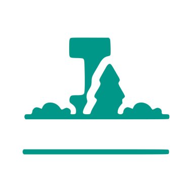 1 numara ve doğal manzara, beyaz arkaplanda izole edilmiş doğa monogram tasarımı..