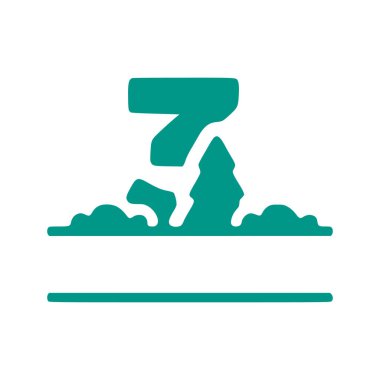 3 numara ve doğal manzara, beyaz arkaplanda izole edilmiş doğa monogram tasarımı..