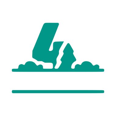 4 numara ve doğal manzara, beyaz arkaplanda izole edilmiş doğa monogram tasarımı..