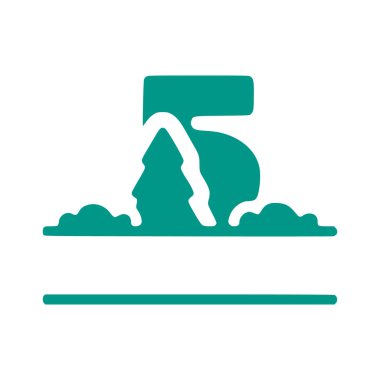 5 numara ve doğal manzara, beyaz arkaplanda izole edilmiş doğa monogram tasarımı..