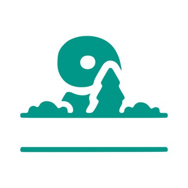 9 numara ve doğal manzara, beyaz arkaplanda izole edilmiş doğa monogram tasarımı..